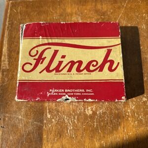 Vintage FLINCH Card Game Parker Brothers Copyright 1938 Original Box 2-8 Players